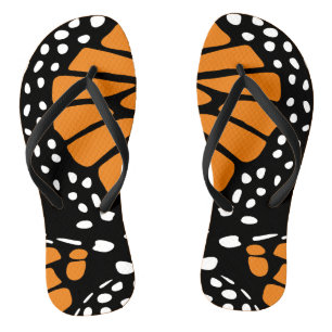 Chinelos Borboleta abstrato Laranja e Monarca Preta