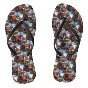 Chinelos Boston Terrier Christmas Fesason