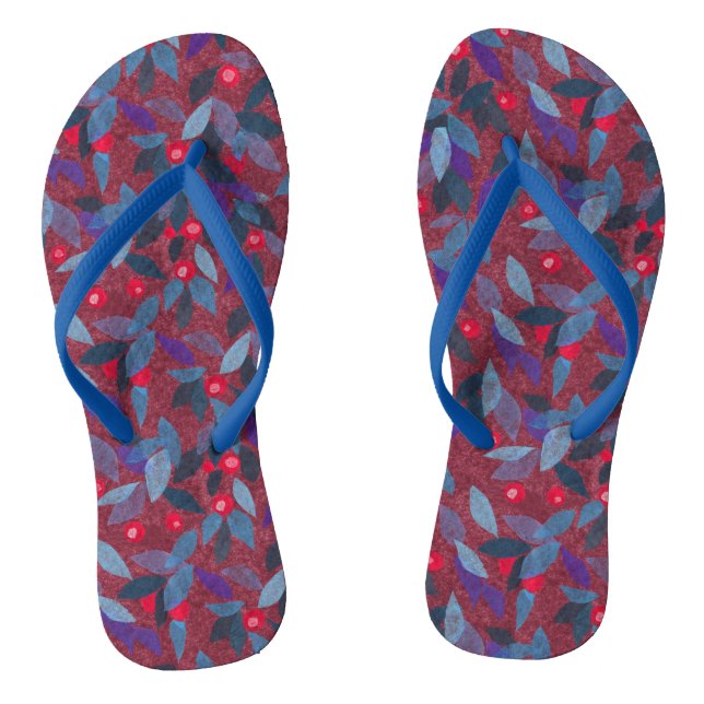 Chinelos Botânica Simples Padrão Floral Mínimo das Berries  (Pé da cama)