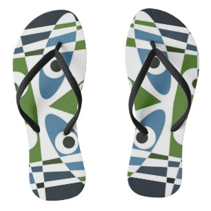 Chinelos Botão de pino verde azul Bohemian Chintz 1
