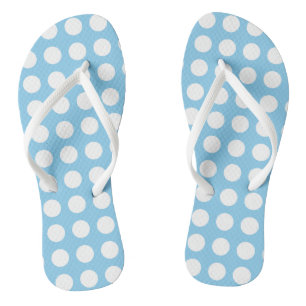 Chinelos Branco sobre Bolinhas Horizontais Grandes Azul Beb