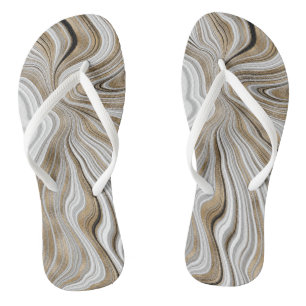 Chinelos Brancos com Redemoinho Dourado Chic Marbl