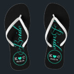 Chinelos Bridal Personalizada (aqua)<br><div class="desc">Chinelos de casamento de noivas azuis e pretas.</div>