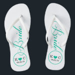 Chinelos Bridal Personalizada (aqua)<br><div class="desc">Chinelos de casamento de noivas brancas e azuis.</div>