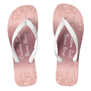 Chinelos Brilhantes Dourados rosa com Texto Person