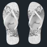 Chinelos Brilho branco e Cinzas  | Casamento<br><div class="desc">Calçados de Sacudir de Festa Bridal prontos para você personalizar. ⭐ Este produto é 100% personalizável. Gráficos e/ou texto podem ser adicionados, excluídos, movidos, redimensionados, alterados, rodados etc... ⭐ 99% dos meus designs na minha loja são feitos em camadas. Isso facilita o redimensionamento e a movimentação de gráficos e textos...</div>