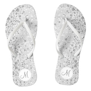 Chinelos Brilho Branco e Diamante