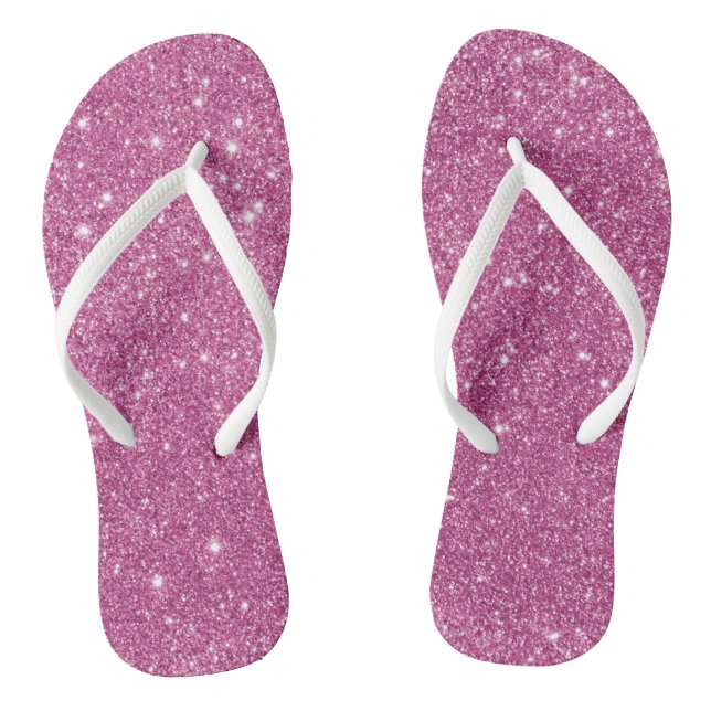 Chinelos Brilho de Glitter Rosa Vibrante (Pé da cama)