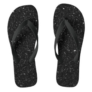 Chinelos Brilho preto Glitter Brilhante