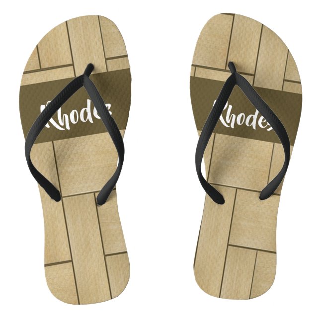 Chinelos Brown wood tile print (Pé da cama)