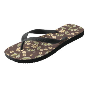 Chinelos Brrown Whimsy Retro Floral
