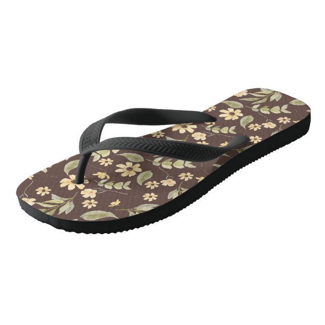 Chinelos Brrown Whimsy Retro Floral  (Inclinado)