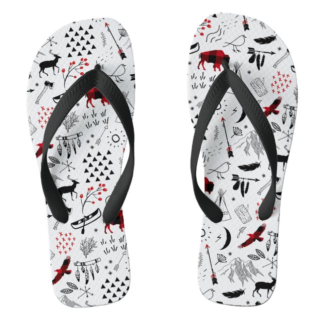 Chinelos Buffalo Adventures Black and Red Xadrez ID599 (Pé da cama)