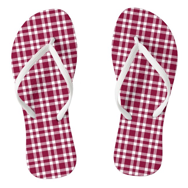 Chinelos Burgundy White Plaid Pattern (Pé da cama)