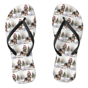 Chinelos Cachorro na neve no Natal