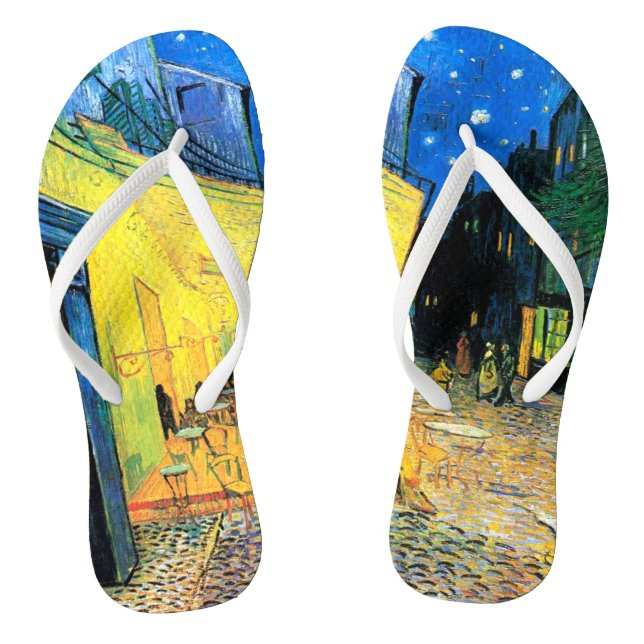 Chinelos Café Terrace à Noite (1888) Van Gogh Fine Art (Pé da cama)