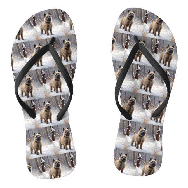 Chinelos Cairn Terrier Deixe Nevar Natal (Pé da cama)
