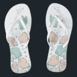 Chinelos CALÇADOS DE CASAMENTO | Coral e Teal Modernos<br><div class="desc">Um coral divertido e design de concha lacerante. Caligrafia manuscrita que diz Feliz Depois - perfeita para a noiva e o noivo vestirem na praia para a cerimônia de casamento na praia. Design criado para TheBarefootBride™ por © WhimsicalArtwork™. Esta é parte de uma coleção de artigos de papelaria de casamento...</div>