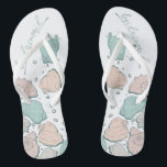 Chinelos CALÇADOS DE CASAMENTO | Teal de Coral Moderno<br><div class="desc">Coral giro e design de concha lacerante. Caligrafia manuscrita que diz madrinha perfeita para a madrinha vestir na praia para uma cerimônia de casamento na praia. Design criado para TheBarefootBride™ por © WhimsicalArtwork™. Esta é parte de uma coleção de artigos de papelaria de casamento com acessórios de casamento iguais também...</div>