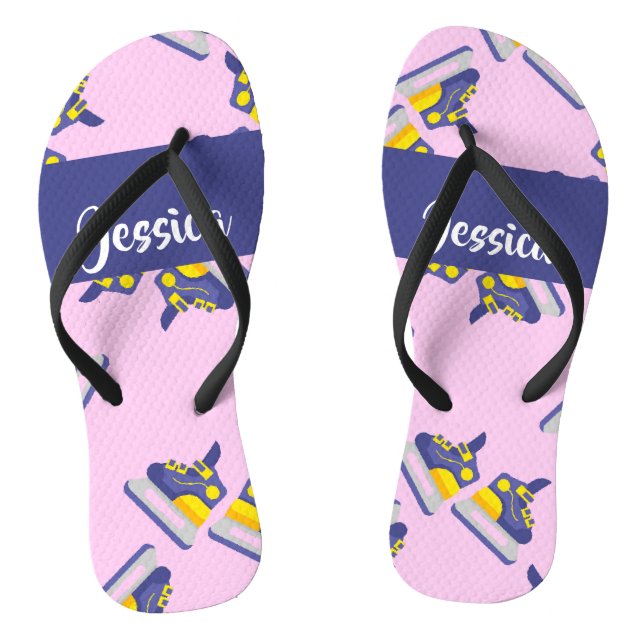 Chinelos Calçados de patinagem de gelo azuis e amarelas (Pé da cama)