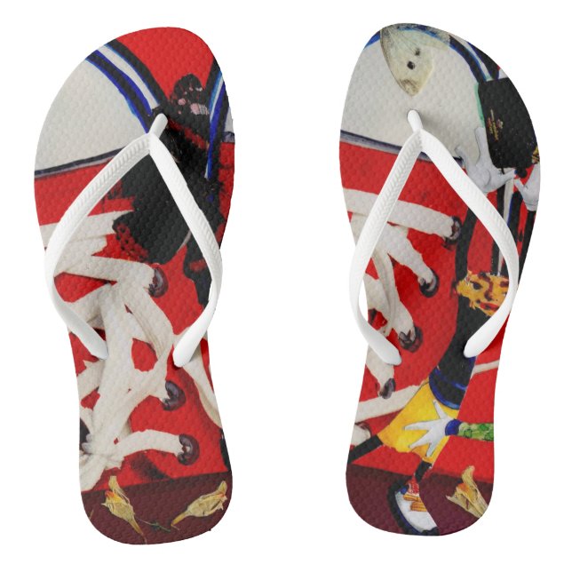 Chinelos calçados vermelhos. (Pé da cama)