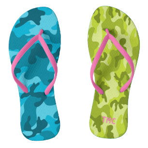Chinelos Camo Blue Green Pink Monogramas INICIATIVAS Verão 