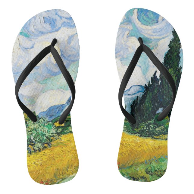 Chinelos Campo de Trigo com Ciprestes de Vincent Van Gogh (Pé da cama)