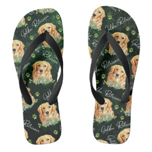 Chinelos Cão Ouro, Folhas de Eucalipto, Impressão de Pata
