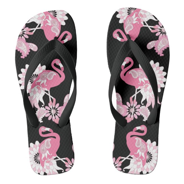 Chinelos Caprichoso Moderno Flamingo Rosa Preto (Pé da cama)