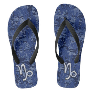Chinelos Capricórnio Zodiac Símbolo Azul Camuflagem Digit