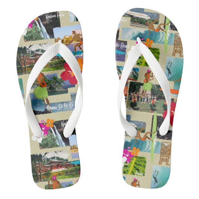 Chinelos Cartão postal Vintage Havaiano Aloha Paradise (Pé da cama)