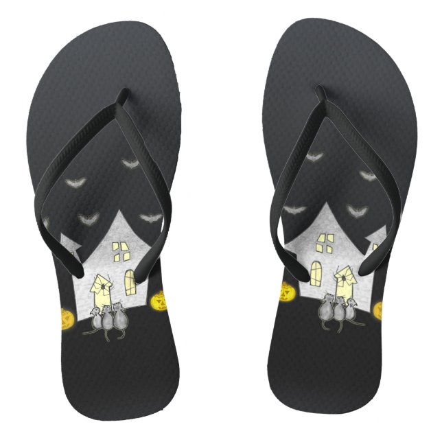 Chinelos Casa De Halloween, Gatos Pretos, Morcegos (Pé da cama)