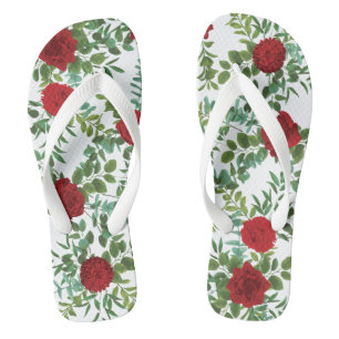 Chinelos Casamento de Rosas vermelhas Elegante
