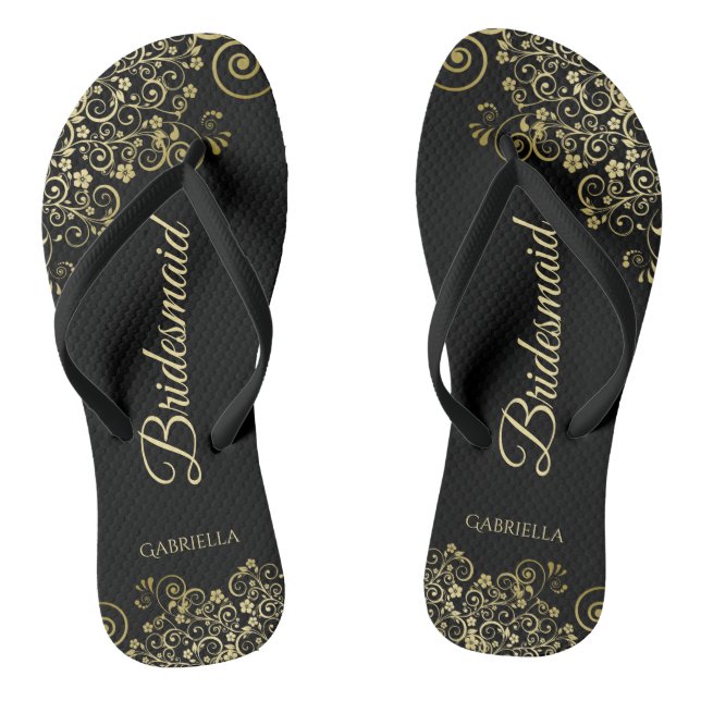 Chinelos Casamento Dourado com a Coluna Negra Elegante (Pé da cama)
