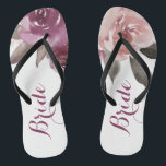 Chinelos Casamento outono de noiva floral de aquarela russa<br><div class="desc">Romântica cor d'água,  púrpura,  pessegueira e rosa de pessegueiro,  cor-de-rosa,  design floral e local de colheita rosa pincelado. Chic e elegante,  sacudir excelente para noiva em casamento vintage,  casamento rústico ou casamento no outono. Veja todas as peças correspondentes na coleção abaixo.</div>