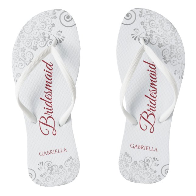 Chinelos Casamento Simples de Lace Silver e Bridesmaid de S (Pé da cama)