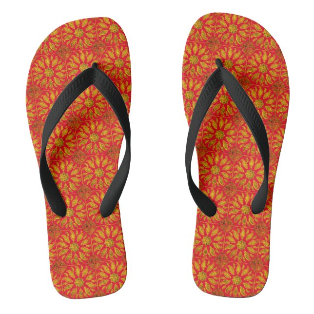 Chinelos Chanclas mandala en rojo (Pé da cama)