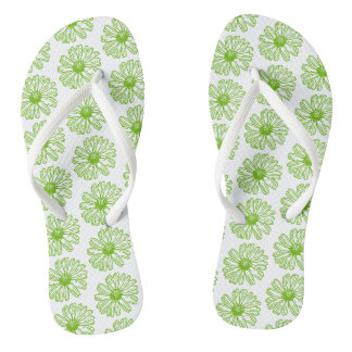 Chinelos Chartreuse Green Daisy Impressão, Hippie Flower Im