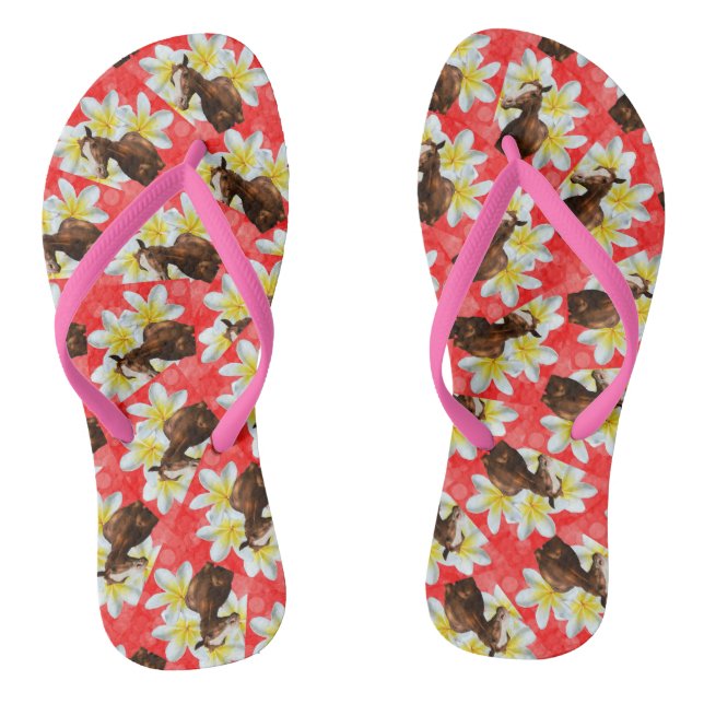 Chinelos Chestnut Horse E Frangipanis, (Pé da cama)