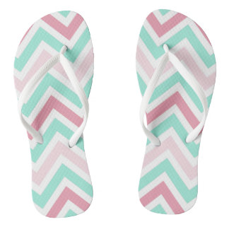 Chinelos Chevron Rosa e Teal