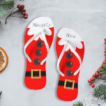 Chinelos Christmas in July Santa Suit Naughty or Nice Red<br><div class="desc">Do you wish it could be Christmas every day? Looking for a pair of flip flops that will bring a smile to your face? Tadah! Bright red Christmas Elf inspired design that you can change the text. Do you have naughty or nice feet? Happy Holidays!</div>
