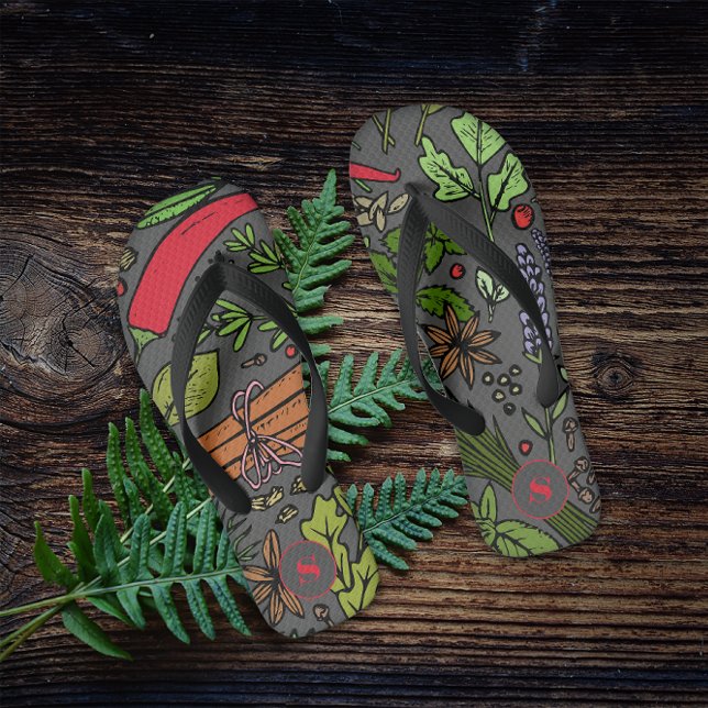 Chinelos Cinza de nome personalizado do padrão Spices (Criador carregado)