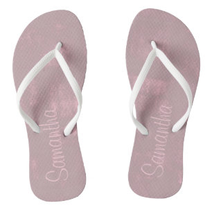 Chinelos Cinza Rosa Simples Mallow Abstrato Seu Nome
