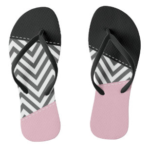 Chinelos Cinza Zigzag, Cinza Chevron, Zigzag Patterno, Rosa