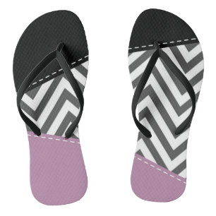 Chinelos Cinza Zigzag, Cinza Chevron, Zigzag Patterno, Roxo