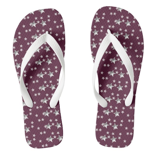 Chinelos Cinzas modernas e estrelas Na moda borgonhetas (Pé da cama)
