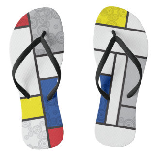 Chinelos Círculos Retro Mondrian Minimalista Arte Mod De St