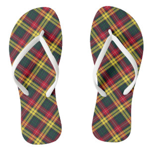 Chinelos Clan Buchanan Tartan Red, Amarelo e Xadrez Verde