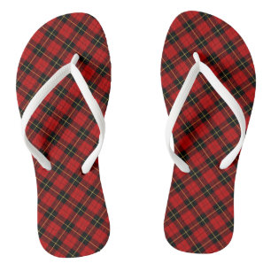 Chinelos Clan Wallace Tartan Xadrez Escocesa Vermelha e Neg
