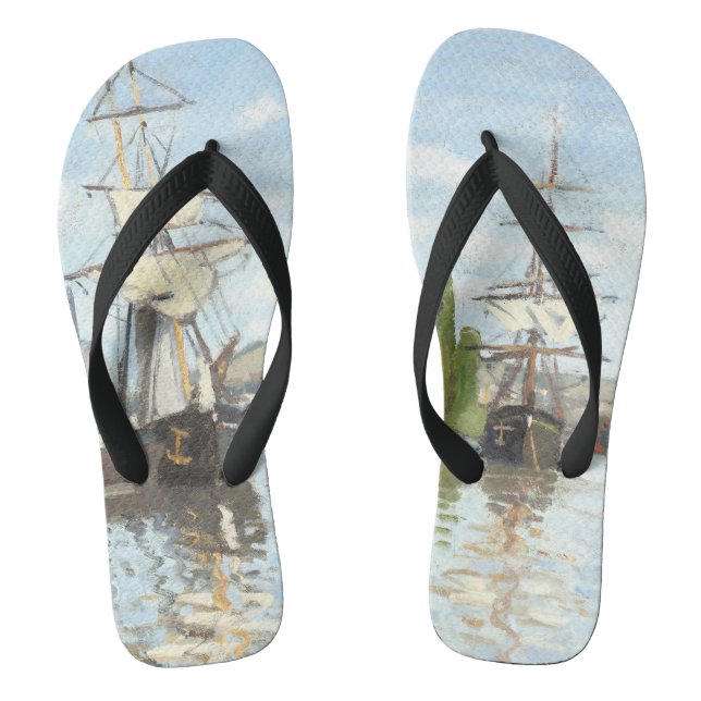 Chinelos Claude Monet. Navios a voar no Sena em Rouen (Pé da cama)
